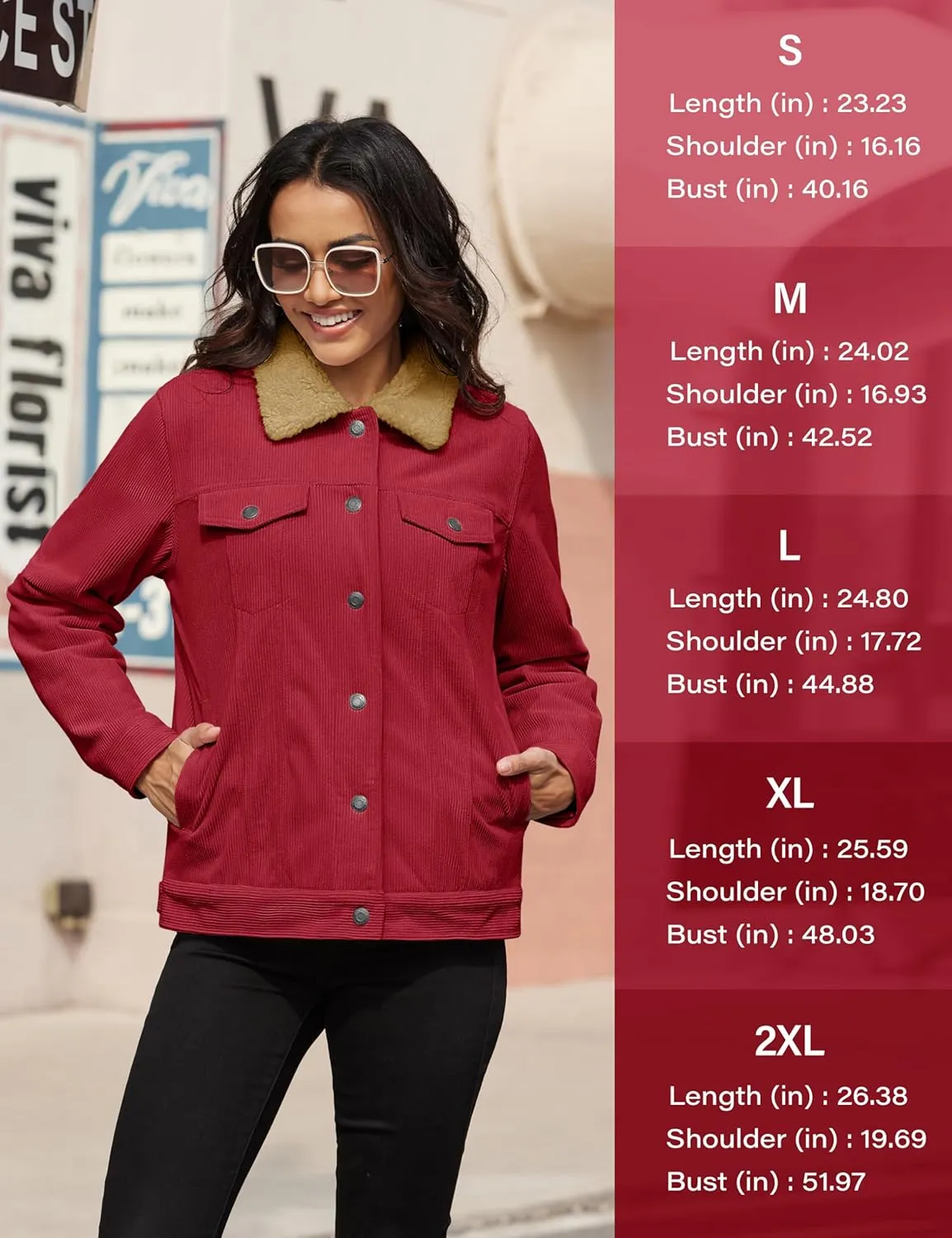 YUCOLEN Corduroy Sherpa Jacket Women - Trendy Western Fleece Lined Coats Winter Warm Button Down Casual Cute Shackets 2025