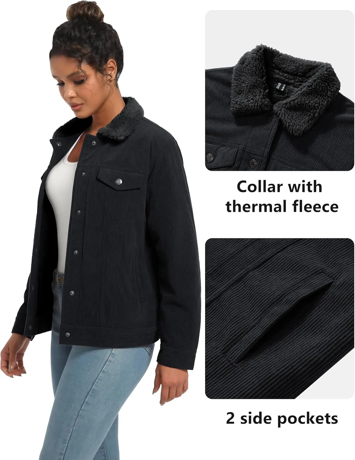 YUCOLEN Corduroy Sherpa Jacket Women - Trendy Western Fleece Lined Coats Winter Warm Button Down Casual Cute Shackets 2025
