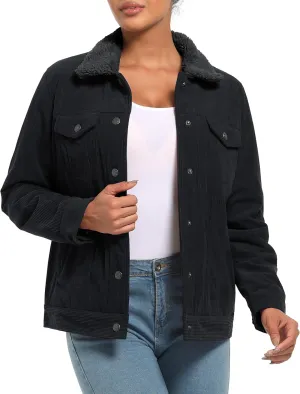 YUCOLEN Corduroy Sherpa Jacket Women - Trendy Western Fleece Lined Coats Winter Warm Button Down Casual Cute Shackets 2025