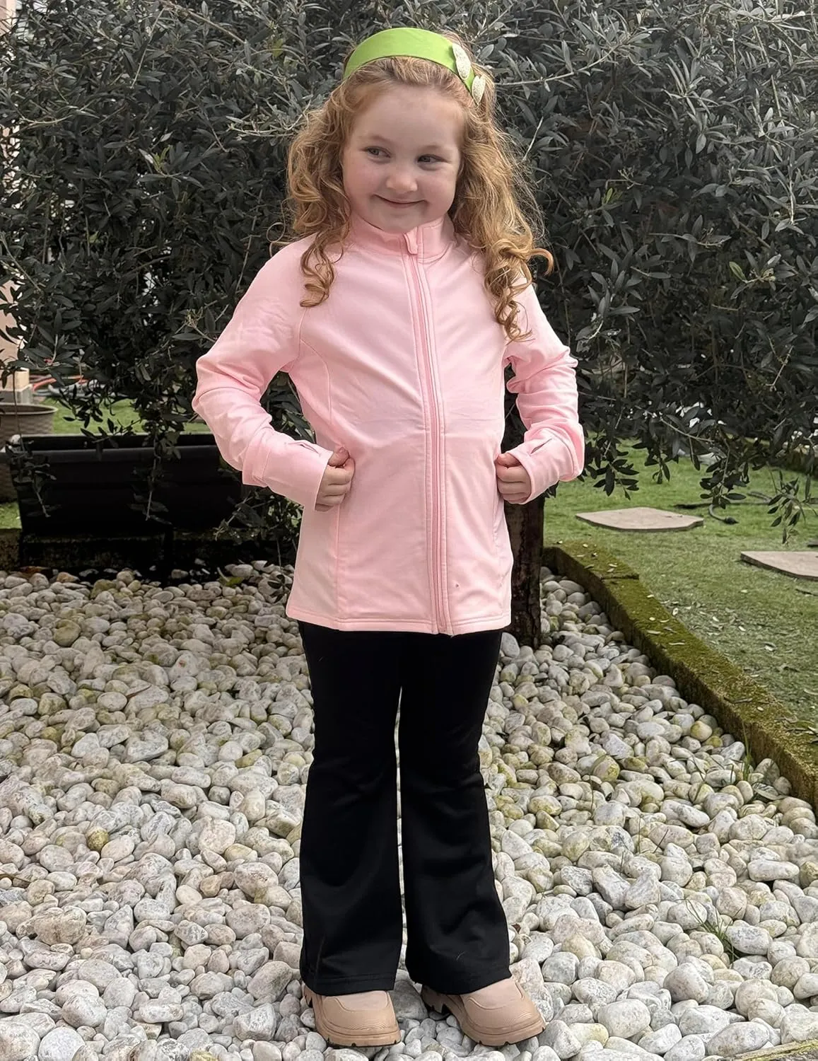 Zaclotre Girls Fleece Jacket with 4 Pockets Long Sleeve Zip Up Warm Athletic Winter Coat Kids Sweatshirt for 5-14 Y