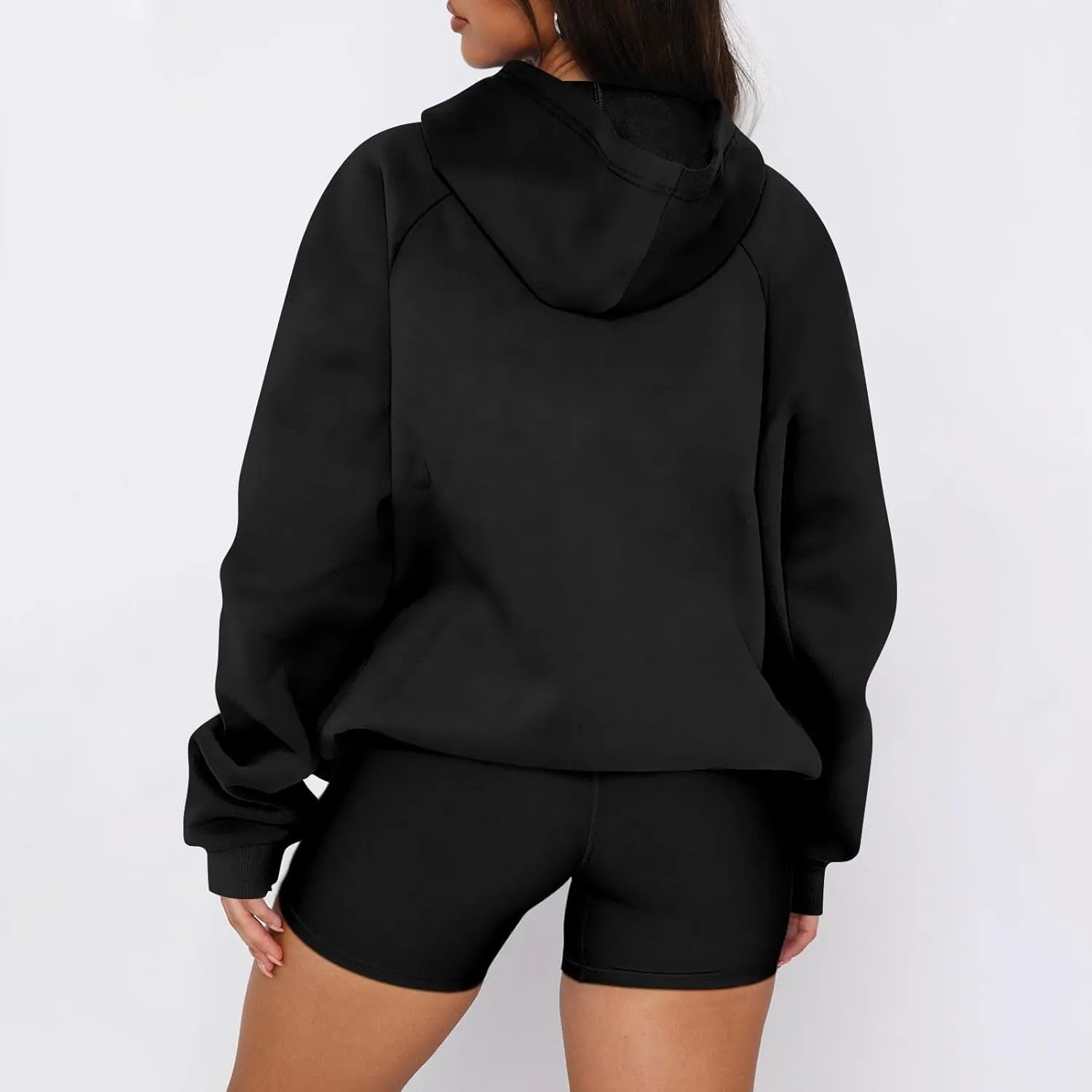 Zip Up Hoodie Women Y2K Comfy Long Sleeve Fleece Quarter Zip Pullover Preppy Cute Oversized Sweatshirt with Pockets