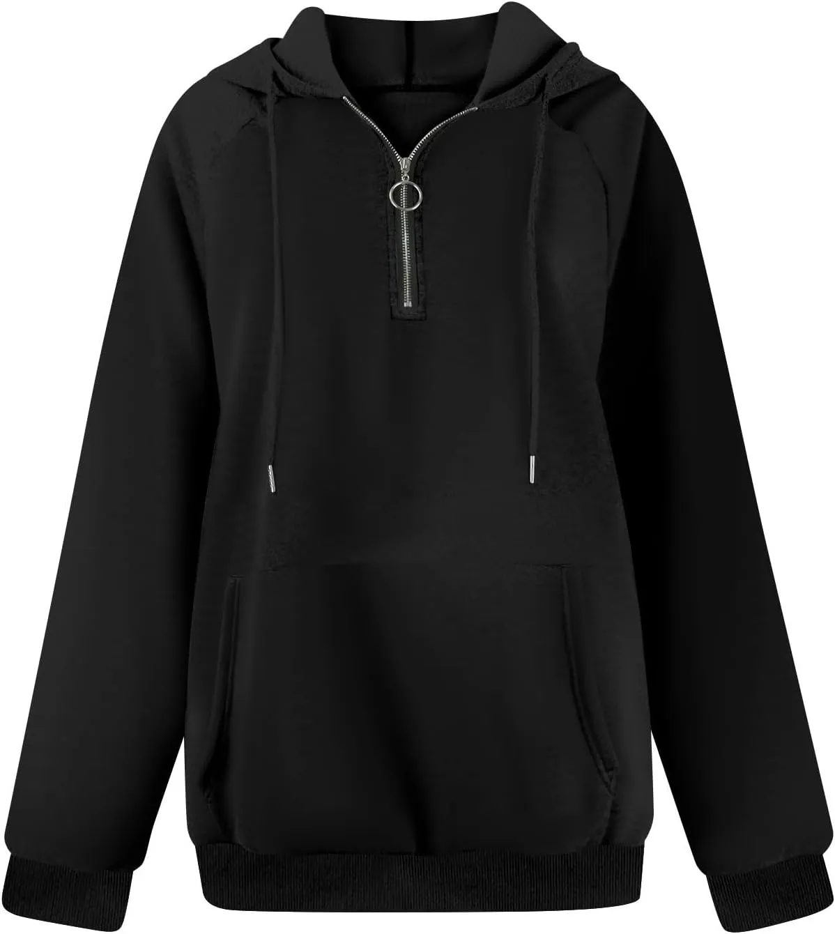 Zip Up Hoodie Women Y2K Comfy Long Sleeve Fleece Quarter Zip Pullover Preppy Cute Oversized Sweatshirt with Pockets