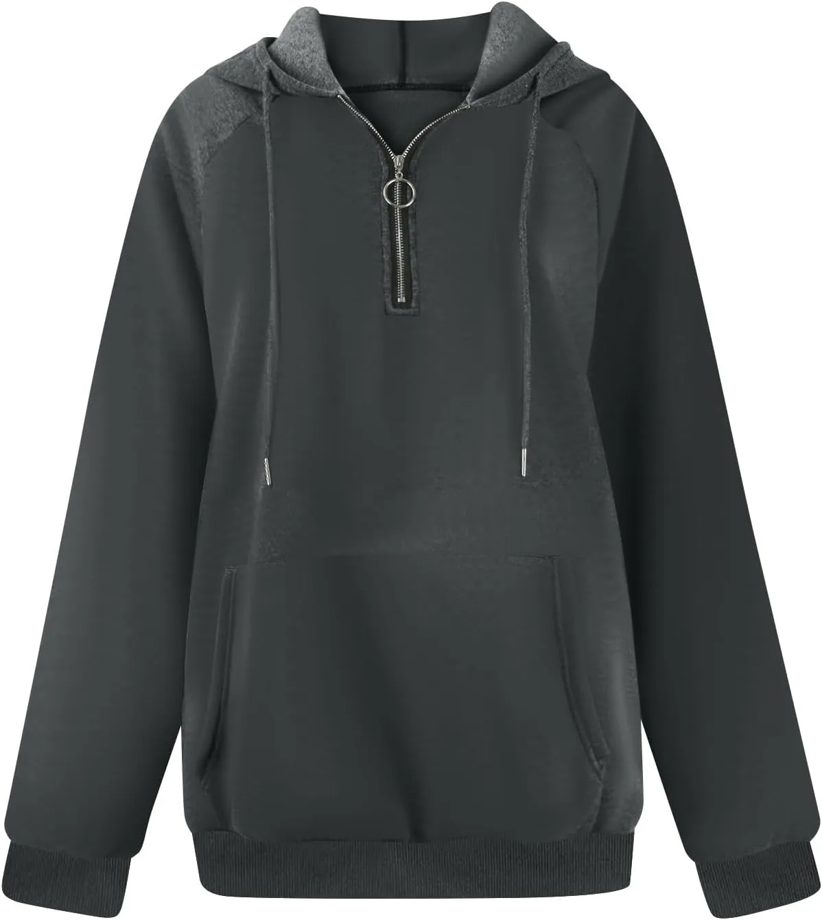 Zip Up Hoodie Women Y2K Comfy Long Sleeve Fleece Quarter Zip Pullover Preppy Cute Oversized Sweatshirt with Pockets